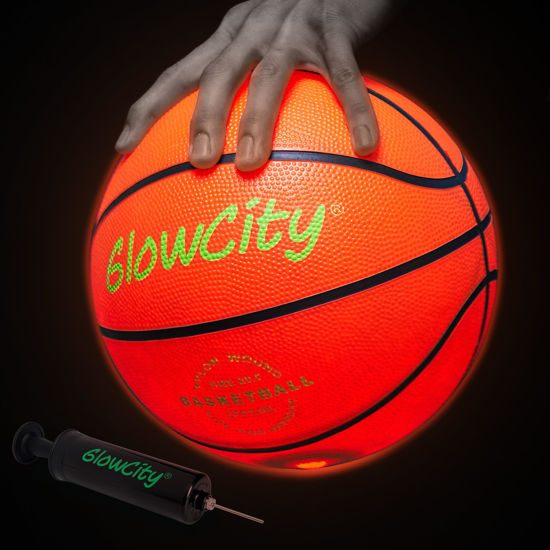 Picture of GlowCity Glow in The Dark Basketball for Teen Boy - Glowing Red Basket Ball, Light Up LED Toy for Night Ball Games - Sports Stuff & Gadgets for Kids Age 8 Years Old and Up. Great Gift for Boys & Girls