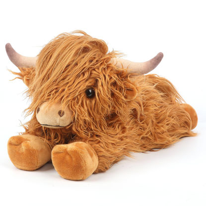 Picture of Highland Cow Stuffed Animals, Microwavable Stuffed Animals Heating Pad for Cramps, Pain Stress Relief, Heatable & Coolable Lavender Scented Cow Plush Toy for Anxiety, Women Kid Bedtime Highland Cattle