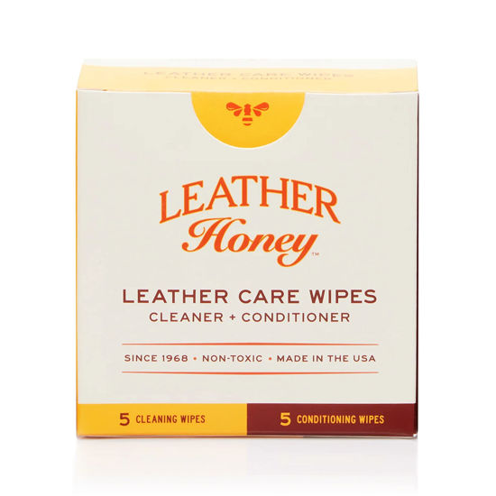 Picture of Leather Honey Leather Care Wipe Kit: Clean & Restore On-The-Go. Use for Leather Couches, Car Seats, Purses, Shoes & Bags. Safe for Any Color. Non-Toxic & Ready-to-Use. 5 Cleaner & 5 Conditioner Wipes