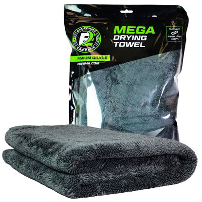 Picture of ExoForma Mega Car Drying Towel - Holds Up to 9 lbs, No Streaks, Scratches, or Water Spots | 1200 GSM Microfiber Double Twist Pile & Edgeless Design, 1 Quick & Effortless Dry - 24” x 36”