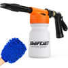 Picture of SwiftJet Car Wash Foam Gun + Microfiber Wash Mitt - Car Foam Sprayer - Car Wash Kit - Foam Cannon Garden Hose Sprayer - - Car Accessories for Men - Snow Foam Blaster (Orange Foam Gun with Mitt)
