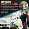 Picture of SwiftJet Car Wash Foam Gun + Microfiber Wash Mitt - Car Foam Sprayer - Car Wash Kit - Foam Cannon Garden Hose Sprayer - - Car Accessories for Men - Snow Foam Blaster (Orange Foam Gun with Mitt)