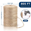 Picture of 805FT Natural Jute Twine String, Bulk Hemp Jute Rope Cord Twine for Crafts Gardening, Gift Wrapping, Arts & Crafts, Wedding Décor, Packing Material Burlap Ribbon, Christmas Knitting Macrame Decoration