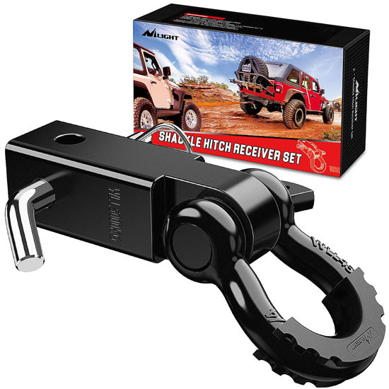 Picture of Nilight Shackle Hitch Receiver 2Inch 45000 LBs Breaking Strength 3/4" D Ring Shackle w/Trailer Hitch Pin Heavy Duty Solid Recovery Towing Kit for Trucks Jeeps Off-Road