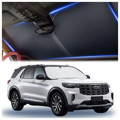 Picture of 240T Thickened Automotive Glass Sunshade and Comes with Storage Bag,Keep Car Interior Cool,Universal Windshield Sun Shade Fit for Cars,Trucks,SUVs (L(57.08 * 31.5 inch))