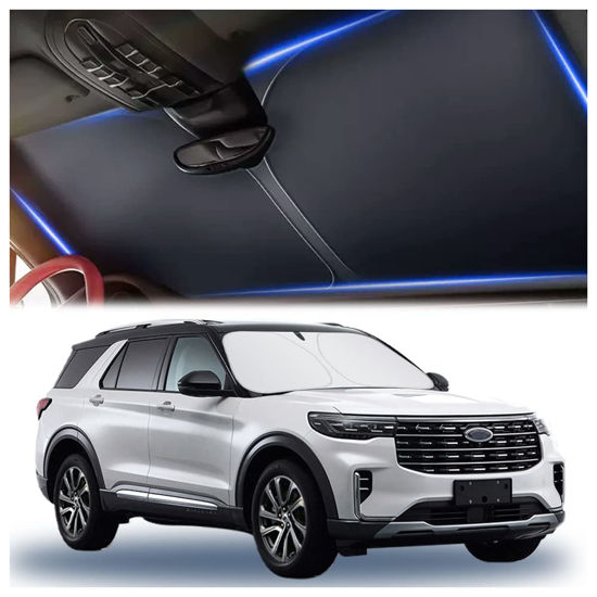 Picture of 240T Thickened Automotive Glass Sunshade and Comes with Storage Bag,Keep Car Interior Cool,Universal Windshield Sun Shade Fit for Cars,Trucks,SUVs (L(57.08 * 31.5 inch))