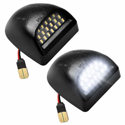Picture of LESAUCE Full LED License Plate Light Tag Lamp Assembly Replacement for Chevy Silverado 1500 2500 3500 Suburban Tahoe GMC Sierra Yukon XL for Escalade, 6000K White, Pack of 2