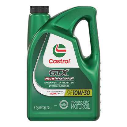 Picture of Castrol GTX High Mileage 10W-30 Synthetic Blend Motor Oil, 5 Quarts