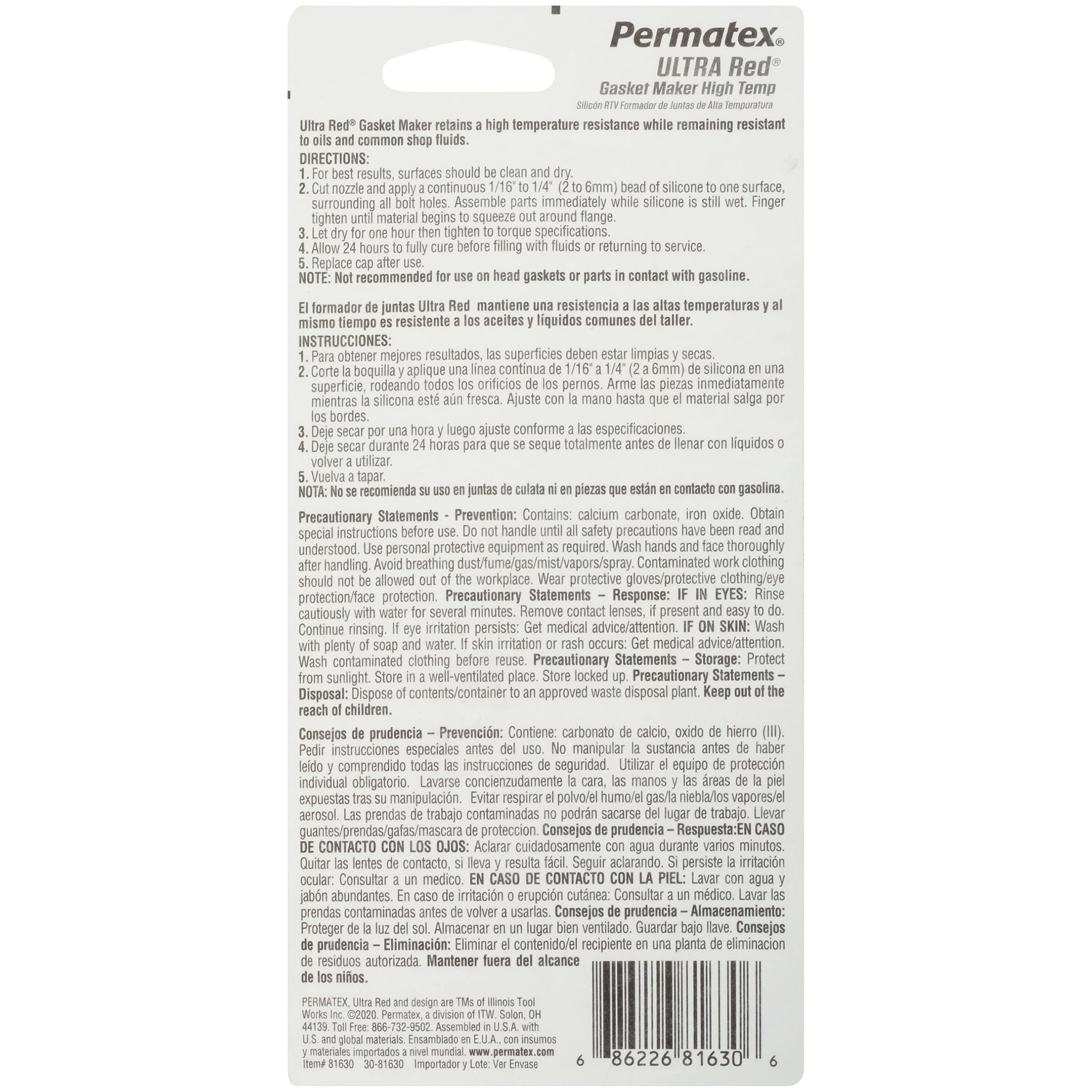 GetUSCart- Permatex 81630 Ultra Red High Temperature Gasket Maker, 3 oz