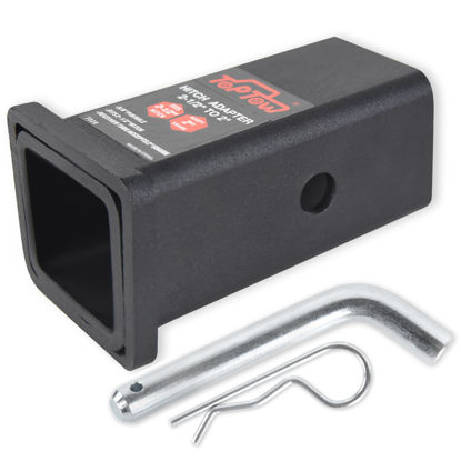Picture of TOPTOW 64028HP Trailer Hitch Adapter 2-1/2" to 2" Hitch Reducer Sleeve Carbon Steel, 5/8 inch Pin & Clip Included