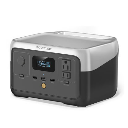 Picture of EF ECOFLOW Portable Power Station RIVER 2, 256Wh LiFePO4 Battery/ 1 Hour Fast Charging, 2 Up to 600W AC Outlets, Solar Generator (Solar Panel Optional) for Outdoor Camping/RVs/Home Use