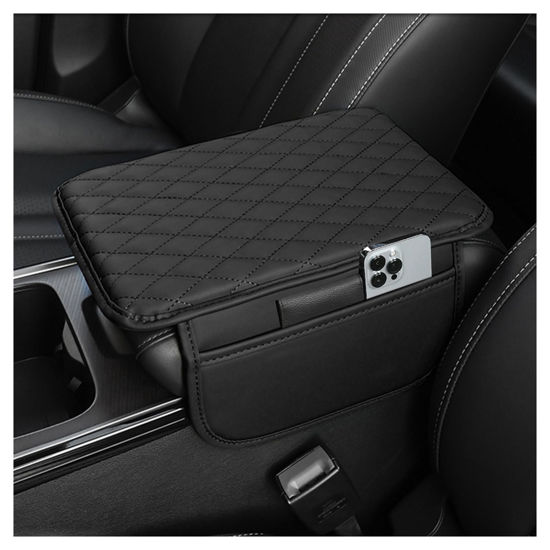 Picture of Upgraded Car Center Console Cover,Microfiber Leather Car Armrest Cover Cushion with 2 Storage Bags,Universal Car Armrest Storage Box Car Interior Accessories for Most Vehicles (Black)