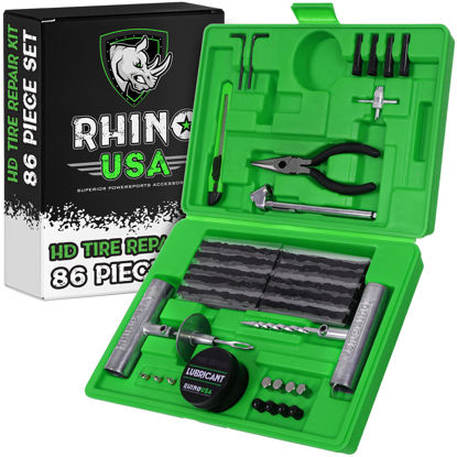 Picture of Rhino USA Tire Plug Repair Kit (86-Piece) Fix Punctures & Plug Flats with Ease - Heavy Duty Flat Tire Puncture Repair Kit for Car, Motorcycle, ATV, UTV, RV, Trailer, Tractor, Etc