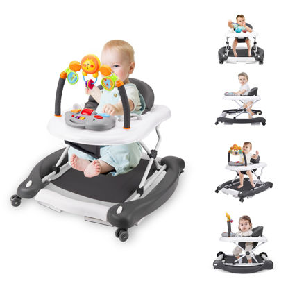 Picture of Boyro Baby Baby Walker, 5-in-1 Baby Walkers for Boys and Girls 6-12 Months with Bouncer, Removable Footrest, Feeding Tray & Music, Foldable & Adjustable Activity Walker for 6-18 Months Toddler Infant