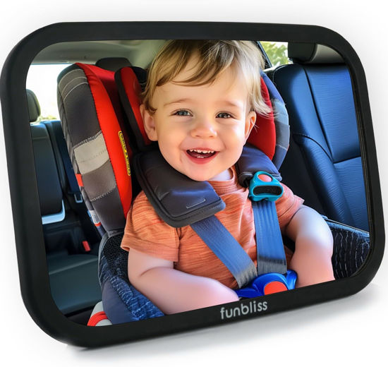 Picture of Funbliss Baby Car Mirror for Rear Facing Seat,360° Rotation, Safety CertifiedShatterproof Acrylic Glass, Clear Wide View,Infant Car Mirror for Car Seat Rear Facing