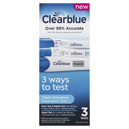 Picture of Clearblue Triple Assurance Pregnancy Test Kit, Home Pregnancy Tests, 3 Ways to Test, 3 Ct