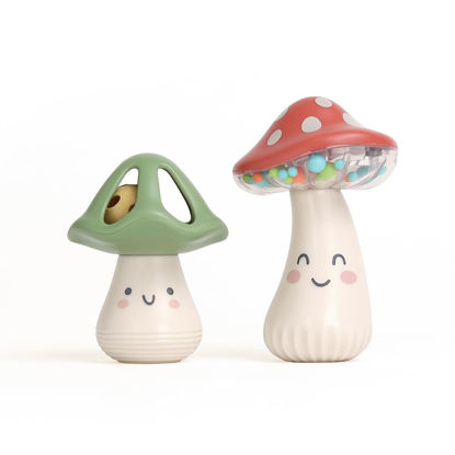 Picture of Itzy Ritzy Mini Maracas Musical Rattle Set - Includes Rattle Beads & Jingle Ball to Create Different Sounds (Mushroom)