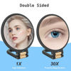 Picture of Sifolo 30x Magnifying Mirror, Travel Hand Mirrors with Handle - Double Side Handheld Mirror with 1X 30X Magnification & Adjustable Handle/Stand, Hand Held Foldable Travel Mirror for Makeup(Black)