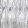 Picture of DECOCKRAT 3 Pack Foil Fringe Backdrop - Silver Shiny Tinsel Curtains for Party Decoration/Photo Booth Props - 3.3x8.2 FT Metallic Foil Backdrop for Birthday, Wedding, Graduation, Christmas.