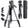 Picture of CAMBOFOTO 74"-Camera-Tripod, Gray Professional Aluminum Tripod Stand for Mirrorless Camera/DSLR/Cell Phone/Camcorder/GoPro, with Phone Holder and Travel Bag (Gunmetal Gray)
