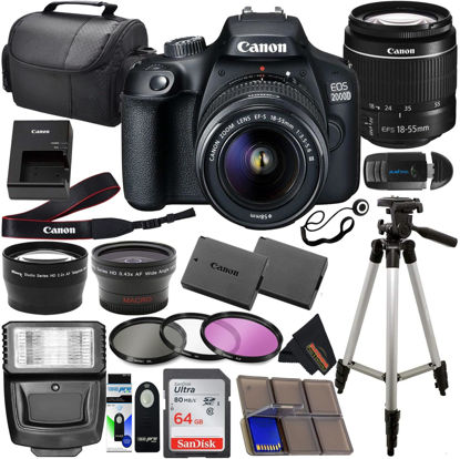Picture of Canon EOS 2000D (Rebel T7) DSLR with 18-55mm Lens 3 Lens Kit and Sunshine Photo Accessories Bundle (Renewed)