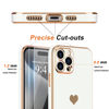 Picture of Teageo for iPhone 15 Pro Case with Screen Protector [2 Pack] Girl Women Cute Girly Love-Heart Luxury Gold Soft Cover Camera Protection Bumper Silicone Shockproof Phone Case for iPhone 15 Pro, White