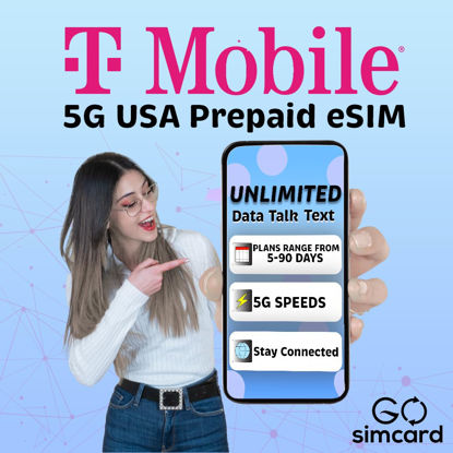 Picture of T-Mobile eSIM USA 1 Month | 5G/4G LTE Unlimited High Speed Data/Calls/Texts (US Mainland/Hawaii) Prepaid eSIM (1Month)