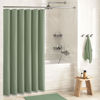 Picture of Dynamene Sage Green Shower Curtain - Waffle Textured Heavy Duty Thick Fabric Shower Curtains for Bathroom, 256GSM Luxury Weighted Polyester Cloth Bath Curtain Set with 12 Plastic Hooks，72Wx72H,Green