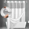 Picture of YellyHommy No Hook Shower Curtain with Snap in Fabric Liner Set Less Time White Waffle Shower Curtain for Bathroom 75" L x 72" W