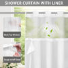Picture of YellyHommy No Hook Shower Curtain with Snap in Fabric Liner Set Less Time White Waffle Shower Curtain for Bathroom 75" L x 72" W