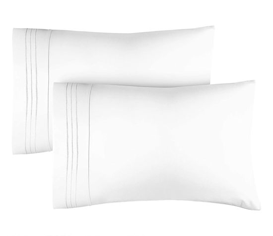 Picture of King Pillow Cases Set of 2 - Ultra Soft Hotel Quality Pillowcase Covers - Comfortable Cozy Bedding for Women, Men, Kids & Teens - Machine Washable Pillow Protectors - 2 Pieces Set - King Size White