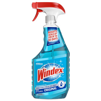 Picture of Windex Glass and Window Cleaner Spray Bottle, Packaging Designed to Prevent Leakage and Breaking, Surface Cleaning Spray, Original Blue Scent, 23 Fl Oz