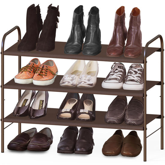 Picture of Simple Houseware 3-Tier Shoe Rack Storage Organizer, Bronze