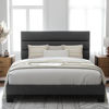 Picture of Allewie Queen Size Platform Bed Frame with Fabric Upholstered Headboard and Wooden Slats Support, Fully Upholstered Mattress Foundation/No Box Spring Needed/Easy Assembly, Dark Grey