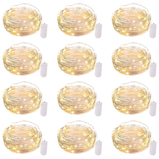 Picture of Brightown 12 Pack LED Fairy Lights Battery Operated String Lights - 7ft 20LED Waterproof Silver Wire Firefly Starry Moon Lights for DIY Crafts Wedding Table Centerpieces Party Bedroom Christmas