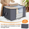 Picture of Fab totes 6 Pack Clothes Storage, Foldable Thick Fabric Blanket Storage Bags, Storage Containers for Organizing Bedroom, Closet, Clothing, Comforter, Organization and Storage with Handle,Grey