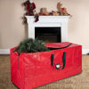 Picture of Zober Christmas Tree Storage Bag - Fits 9 Ft Artificial Trees - Plastic, Waterproof Christmas Tree Bag - Strong, Durable Handles - Labeling Card Slot - Red