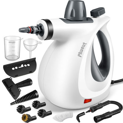 Picture of Phueut Pressurized Handheld Multi-Surface Natural Steam Cleaner with 12 pcs Accessories, Multi-Purpose Steamer for Home Use, Steamer for Cleaning Floor, Upholstery, Grout and Car