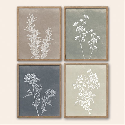 Picture of Framed Boho Wall Art Set of 4 for Wooded Minimalist Botanical Print Wall Art for Rustic Vintage Farmhouse Home Kitchen Wall Decor (Brown, 11x14)