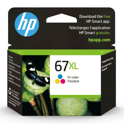 Picture of HP 67XL Tri-color High-yield Ink Cartridge | Works with HP DeskJet 1255, 2700, 4100 Series, HP ENVY 6000, 6400 Series | Eligible for Instant Ink | 3YM58AN