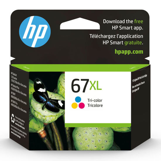 Picture of HP 67XL Tri-color High-yield Ink Cartridge | Works with HP DeskJet 1255, 2700, 4100 Series, HP ENVY 6000, 6400 Series | Eligible for Instant Ink | 3YM58AN