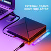 Picture of DVD Player for Laptop, External CD Drive for Mac, USB 3.0 USB C Portable CD Burner External Disk Drive, DVD Reader Writer ROM Drive Compatible with Laptop Desktop Mac,Windows 11/10/8/7 Linux