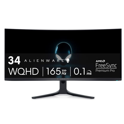 Picture of Alienware AW3423DWF Curved QD-OLED Gaming Monitor - 34-inch Quantum Dot OLED 0.1Ms 165Hz 21:9 Curved Display, 99.3% DCI-P3 Color Gamut, VESA DisplayHDR True Black 400, AMD FreeSync Premium Pro - Black