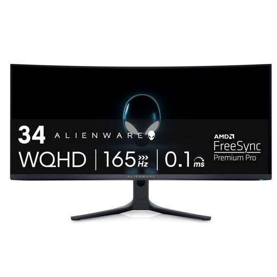 Picture of Alienware AW3423DWF Curved QD-OLED Gaming Monitor - 34-inch Quantum Dot OLED 0.1Ms 165Hz 21:9 Curved Display, 99.3% DCI-P3 Color Gamut, VESA DisplayHDR True Black 400, AMD FreeSync Premium Pro - Black