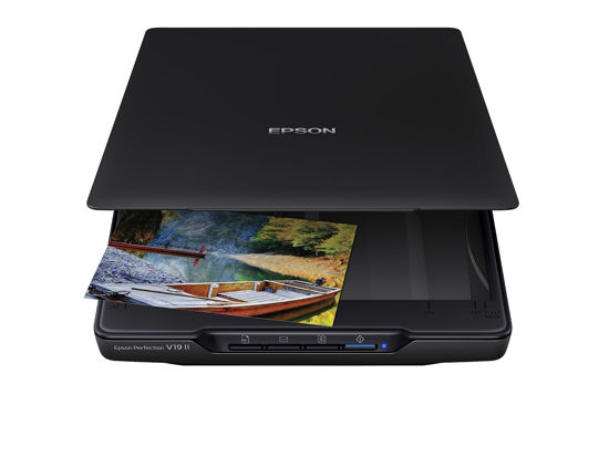 Picture of Epson Perfection V19 II Color Photo and Document Flatbed Scanner with 4800 dpi Optical Resolution, USB Power and High-Rise, Removable Lid