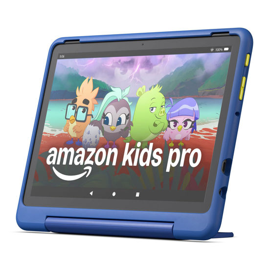 Picture of Amazon Fire HD 10 Kids Pro tablet (newest model) ages 6-12. Bright 10.1" HD screen, includes ad-free content, robust parental controls, 13-hr battery and slim case for older kids, 32 GB, Nebula