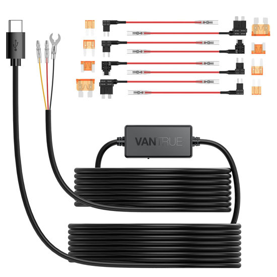 Picture of Vantrue 11.5ft Type C USB 12V 24V to 5V Dash Cam Hardwire Kit with Add a Circuit Fuses, Low Voltage Protection for N4, N4 Pro, N5, N2X, E360/ACE, N2 Pro(2023), E1, E1 Lite, E2, E3, S1 Pro, S2, N2S