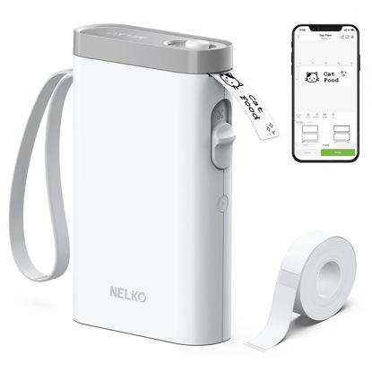 Picture of Nelko Label Maker Machine with Tape, P21 Bluetooth Label Printer, Wireless Mini Label Makers with Multiple Templates for Organizing Office Home, White, 1 Pack