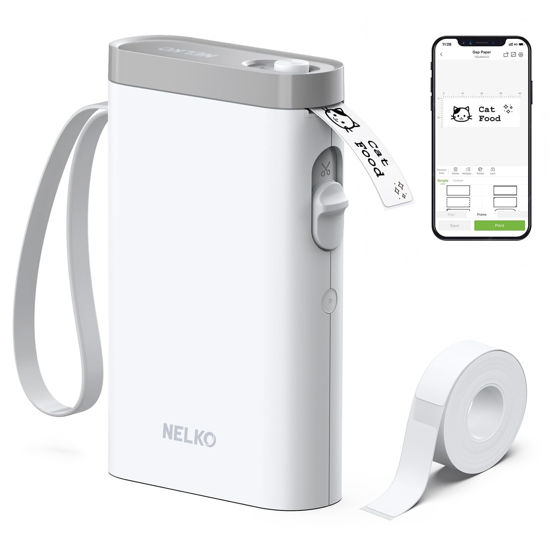 Picture of Nelko Label Maker Machine with Tape, P21 Bluetooth Label Printer, Wireless Mini Label Makers with Multiple Templates for Organizing Office Home, White, 1 Pack