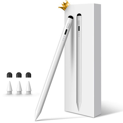 Picture of Pencil for Apple iPad 9th&10th Generation, 13 mins Fast Charge Stylus Pen, Palm Rejection, Tilt Sensitivity, Compatible w/iPad Pro 11/12.9/13in, iPad 6/7/8/9/10, iPad Air 3/4/5/6, iPad Mini 5/6